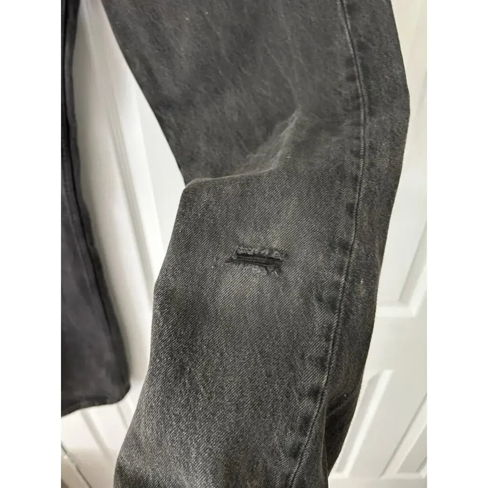 Vintage Levi’s 501 Jeans USA Made Black Denim Measures 30x34 Distressed Faded 95